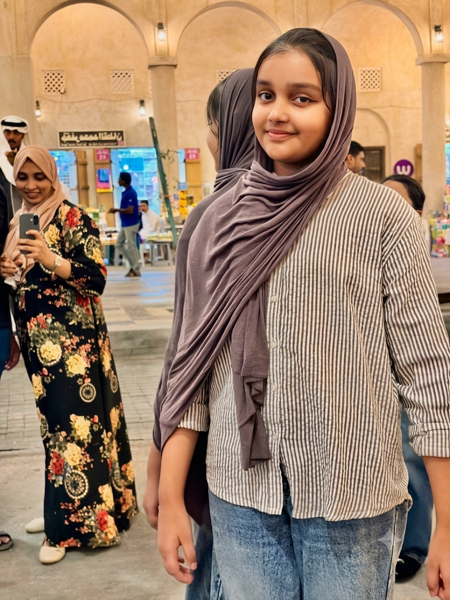 Ninus smiling at the souq